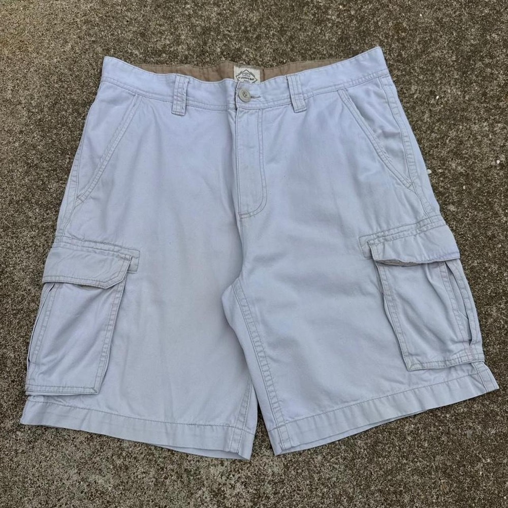 Vintage Y2K St Johns Bay Cargo Shorts Light Gray Utility Mens 36 Baggy (d8)